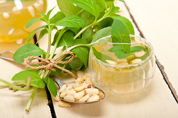 Image showing Arab traditional mint and pine nuts tea