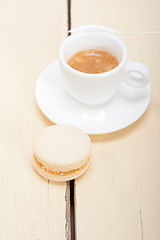 Image showing colorful macaroons with espresso coffee 
