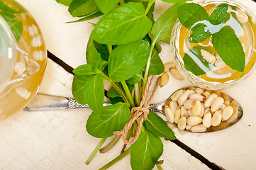 Image showing Arab traditional mint and pine nuts tea