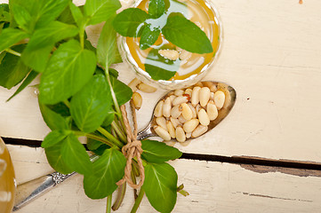 Image showing Arab traditional mint and pine nuts tea