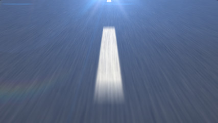 Image showing White dotted line on the Asphalt road in motion blur