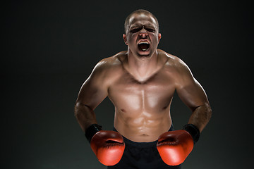 Image showing Muscular man screaming and roar