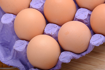 Image showing Chicken eggs in egg tray