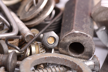 Image showing old screw and nail metal head collection