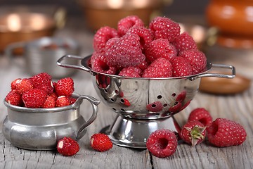 Image showing Raspberries and Strawberries