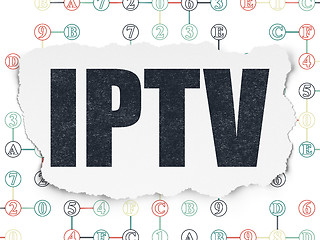 Image showing Web design concept: IPTV on Torn Paper background