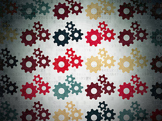 Image showing Business concept: Gears icons on Digital Paper background