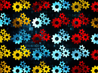 Image showing Finance concept: Gears icons on Digital background
