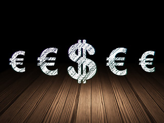 Image showing Currency concept: dollar icon in grunge dark room