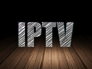 Image showing Web design concept: IPTV in grunge dark room