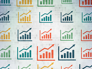 Image showing Finance concept: Growth Graph icons on Digital Paper background