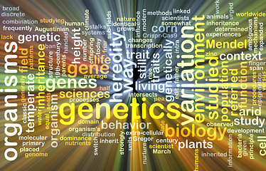 Image showing Genetics wordcloud concept illustration glowing