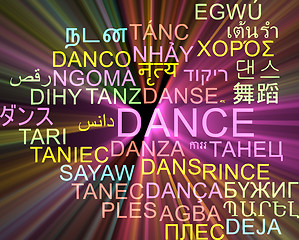 Image showing Dance multilanguage wordcloud background concept glowing