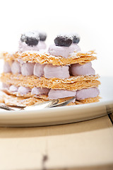 Image showing napoleon blueberry cake dessert 