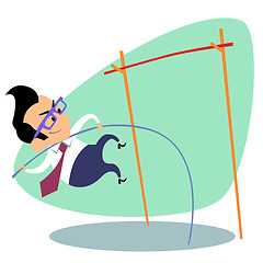 Image showing  Businessman pole vault height business theme sports