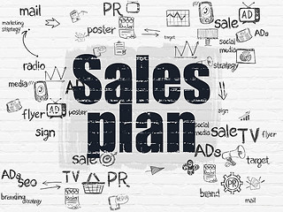 Image showing Marketing concept: Sales Plan on wall background