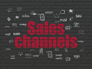 Image showing Advertising concept: Sales Channels on wall background