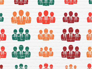 Image showing Marketing concept: Business People icons on wall background