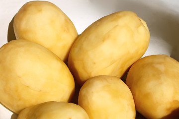 Image showing Peeled potato tubers close-up