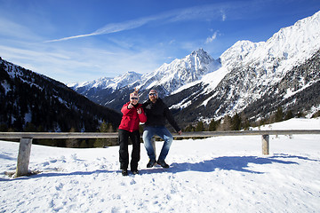 Image showing Happy couple in winter landscape 