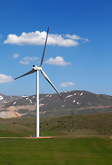 Image showing Wind turbine at nice spring day