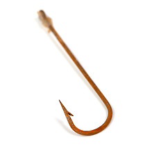 Image showing Rusty old fish hook. Selective focus.