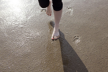 Image showing Feet on the Wadden Sea Floor