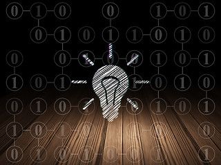 Image showing Business concept: Light Bulb in grunge dark room