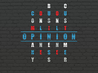 Image showing Marketing concept: word Opinion in solving Crossword Puzzle