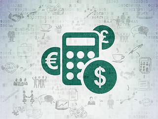 Image showing Finance concept: Calculator on Digital Paper background