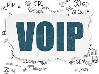 Image showing Web design concept: VOIP on Torn Paper background