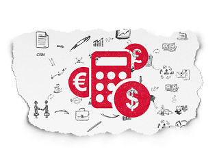 Image showing Business concept: Calculator on Torn Paper background