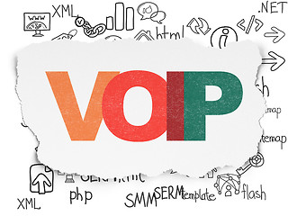 Image showing Web design concept: VOIP on Torn Paper background