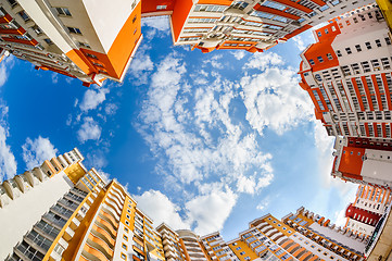 Image showing fisheye shot of new resitential buildings