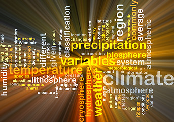 Image showing Climate wordcloud concept illustration glowing