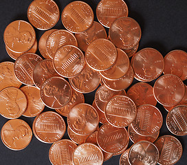 Image showing Dollar coins 1 cent wheat penny cent