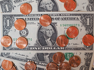 Image showing Dollar coins and notes