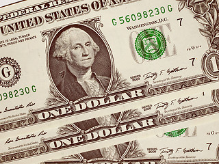 Image showing Retro look Dollar notes 1 Dollar