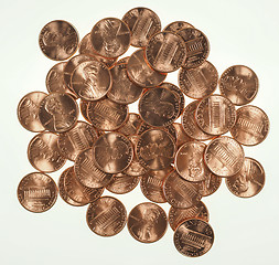 Image showing Dollar coins 1 cent wheat penny cent