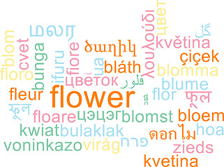 Image showing Flower multilanguage wordcloud background concept