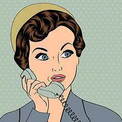 Image showing woman chatting on the phone, pop art illustration