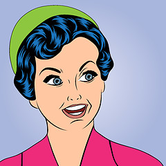 Image showing pop art cute retro woman in comics style 