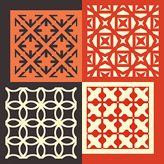 Image showing Set of four seamless patterns. Vintage geometric ornaments. 