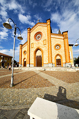 Image showing  church  in  the villa cortese  old   closed brick tower sidewal