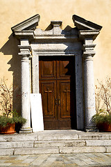 Image showing  italy  lombardy     in  the comabbio  old   church brick  step 