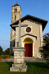 Image showing barzola in  the old   church  closed brick tower    lombardy  