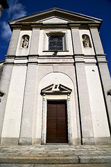 Image showing  church  in    sumirago old   closed brick tower sidewalk italy 