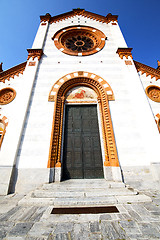 Image showing  church  in  the mercallo  old   closed brick tower sidewalk  