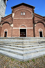 Image showing cardano al campo in    old   church   tower sidewalk italy  lomb