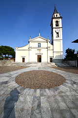 Image showing cadrezzate  in  the old   church  closed brick tower sidewalk   